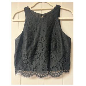 Reverly Black Lace Crop Top